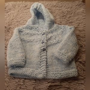 Blue Handmade light hooded sweater Size 6-12 months